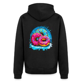 Donuts Everywhere : De délicieux beignets sucrés - Veste à capuche bio Premium Unisexe - noir - Dos - Nico (187cm)