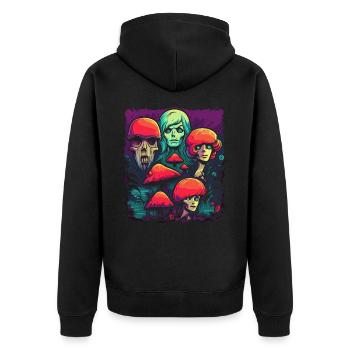 Un champignon coloré - Mushroom Guys Story - Veste à capuche bio Premium Unisexe - noir - Dos - Nico (187cm)