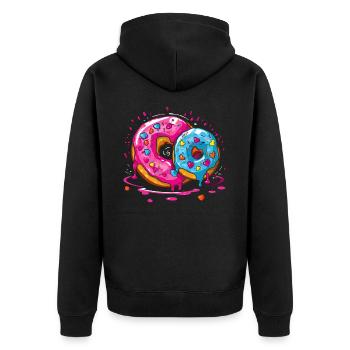 Leckerer süßer riesiger Donut - Unisex Premium Bio Zip Hoodie - Schwarz - Hinten - Nico (187cm)