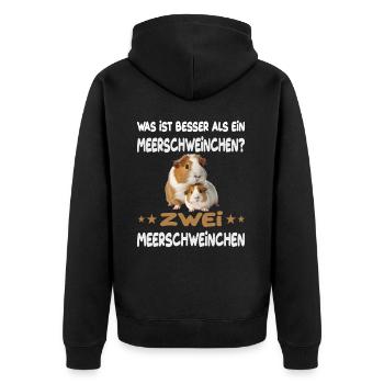 Was ist besser als ein Meerschweinchen - Unisex Premium Bio Zip Hoodie - Schwarz - Hinten - Nico (187cm)