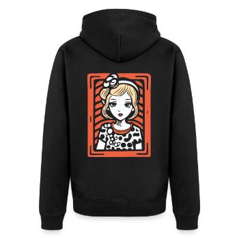 Das bezaubernde Anime-Punkt-Kleid-Mädchen - Unisex Premium Bio Zip Hoodie - Schwarz - Hinten - Nico (187cm)