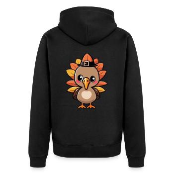 Gratefully Thanksgiving Baby Turkey - Unisex Premium Organic Zip Hoodie - black - Back - Nico (187cm)