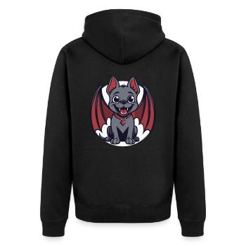 Halloween Hund als Vampir - Unisex Premium Bio Zip Hoodie - Schwarz - Hinten - Nico (187cm)