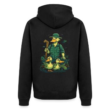 The Good Duck Shepherd of Ducks - Unisex Premium Organic Zip Hoodie - black - Back - Nico (187cm)