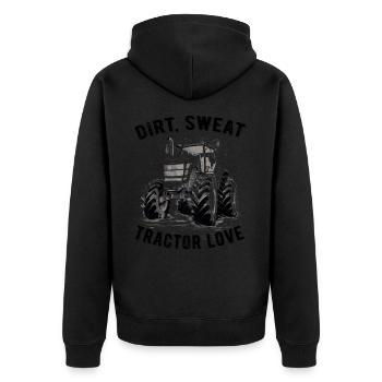 Dirt Sweat Tractor Love Farmer Farmer Gift - Unisex Premium Organic Zip Hoodie - black - Back - Nico (187cm)