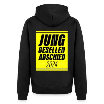Junggesellenabschied 2024 Jga - Unisex Premium Bio Zip Hoodie - Schwarz - Hinten - Nico (187cm)