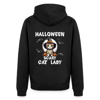 Pumpkin Katze Kürbis Halloween Katzen - Unisex Premium Bio Zip Hoodie - Schwarz - Hinten - Nico (187cm)