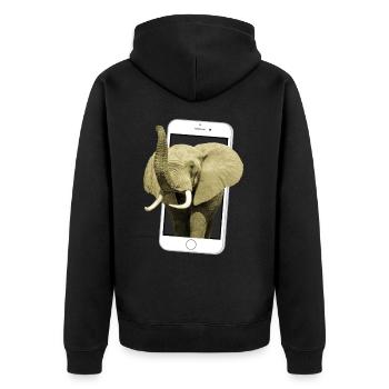 Smartphone mit Elefant - Elefant in Afrika - Unisex Premium Bio Zip Hoodie - Schwarz - Hinten - Nico (187cm)