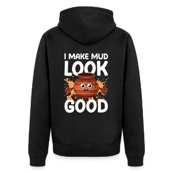I Make Mud Look Good für eine Töpferin Töpfer - Unisex Premium Bio Zip Hoodie - Schwarz - Hinten - Nico (187cm)