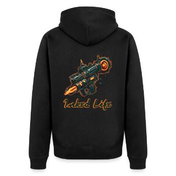 La vie de tatouage vécue et une machine à tatouer - Veste à capuche bio Premium Unisexe - noir - Dos - Nico (187cm)