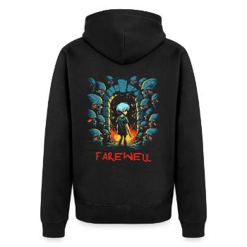 Macht es gut! Abschied und ein Kind des Kerkers - Unisex Premium Bio Zip Hoodie - Schwarz - Hinten - Nico (187cm)