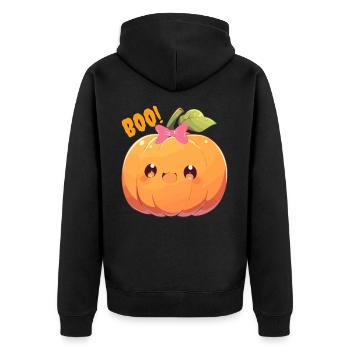 Frighteningly Cute Pumpkin / Gift Idea - Unisex Premium Organic Zip Hoodie - black - Back - Nico (187cm)