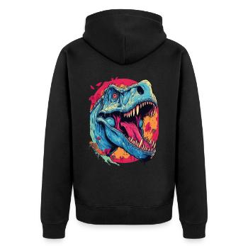 T-Rex Dinosaur Dino Tyrannosaurus Rex Vintage - Unisex Premium Organic Zip Hoodie - black - Back - Nico (187cm)
