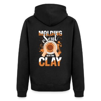 Molding Soul Into The Clay - Unisex Premium Bio Zip Hoodie - Schwarz - Hinten - Nico (187cm)