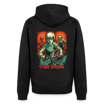 zombie cycliste mort-vivant : j’aime le cyclisme - Veste à capuche bio Premium Unisexe - noir - Dos - Nico (187cm)