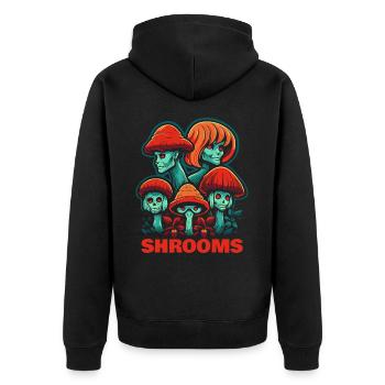 Mushroom Heads of Horror Mushrooms Forest - Unisex Premium Organic Zip Hoodie - black - Back - Nico (187cm)