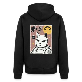 A vintage cartoon space kitten - Unisex Premium Organic Zip Hoodie - black - Back - Nico (187cm)