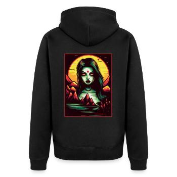 Cartoon Manga Anime Mutter Natur - Unisex Premium Bio Zip Hoodie - Schwarz - Hinten - Nico (187cm)
