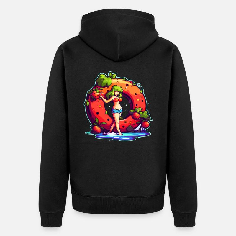 Fruchtiger Saftiger Donut - Unisex Premium Bio Zip Hoodie - Schwarz