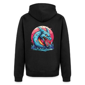 Zorn des glasierten Donut Drachen - Unisex Premium Bio Zip Hoodie - Schwarz - Hinten - Nico (187cm)