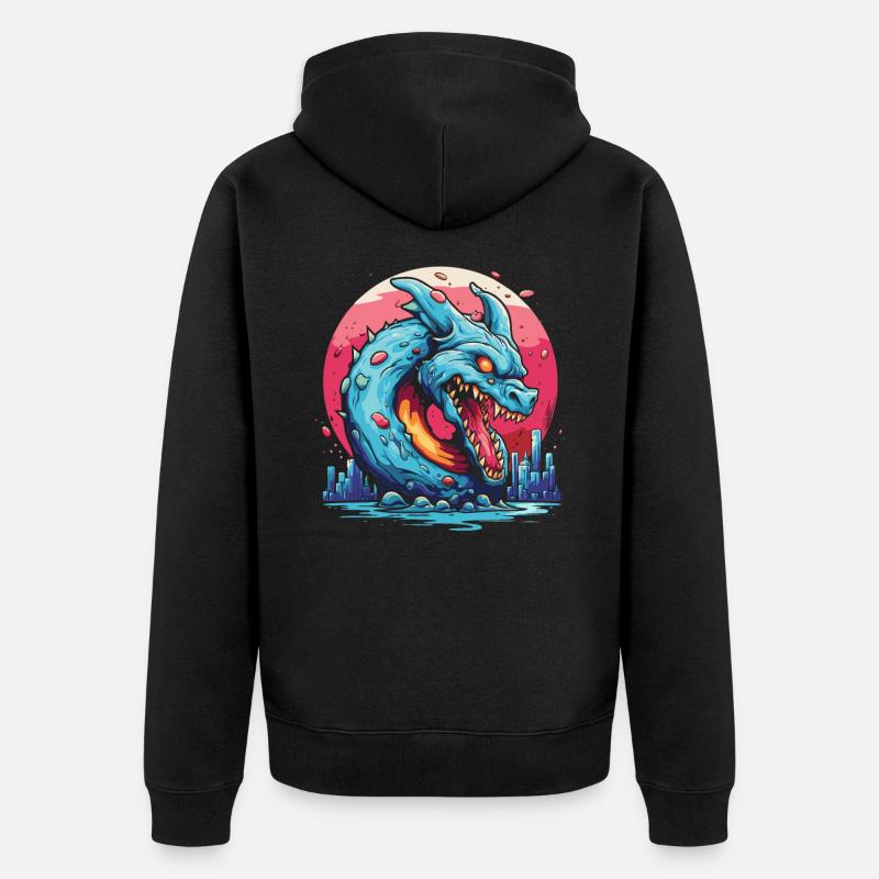 Courroux du dragon beignet glacé - Veste à capuche bio Premium Unisexe - noir