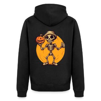 It's a skeleton pumpkin and Halloween - Unisex Premium Organic Zip Hoodie - black - Back - Nico (187cm)