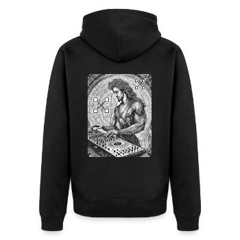 Party-Shirt. Inspiriert von alten Meistern. - Unisex Premium Bio Zip Hoodie - Schwarz - Hinten - Nico (187cm)
