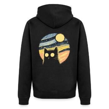 Chat rétro nuit étoilée - Veste à capuche bio Premium Unisexe - noir - Dos - Nico (187cm)