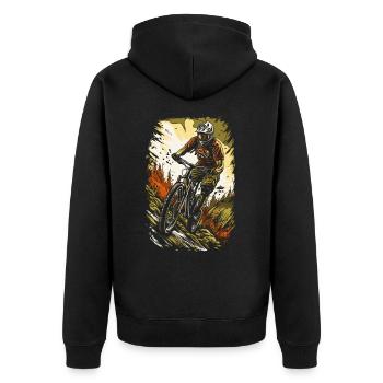 Enduro Mountain Biker, Mountain Bike - Unisex Premium Organic Zip Hoodie - black - Back - Nico (187cm)