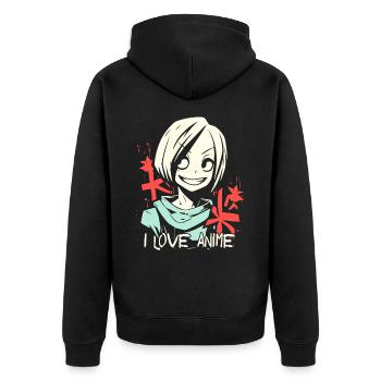J’adore les anime et les filles cool - Veste à capuche bio Premium Unisexe - noir - Dos - Nico (187cm)