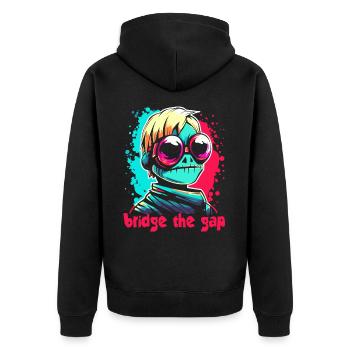 Kybernetisch: Brücke zwischen Frosch und Mensch - Unisex Premium Bio Zip Hoodie - Schwarz - Hinten - Nico (187cm)