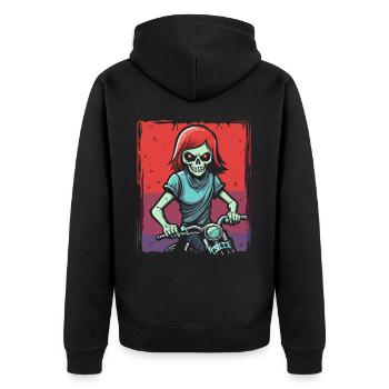 Dessin animé, Manga, Anime, Goule, Zombie, Motard - Veste à capuche bio Premium Unisexe - noir - Dos - Nico (187cm)
