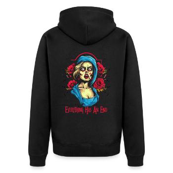 Everything has an end, roses and beauty - Unisex Premium Organic Zip Hoodie - black - Back - Nico (187cm)