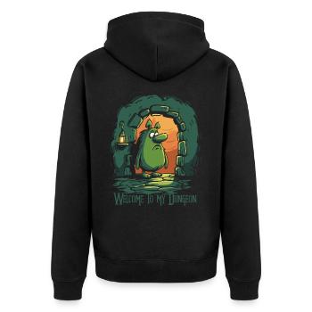 Welcome to My Dungeon: Funny Creature - Unisex Premium Organic Zip Hoodie - black - Back - Nico (187cm)