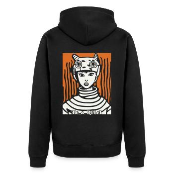 Be a rebel of art - Unisex Premium Organic Zip Hoodie - black - Back - Nico (187cm)