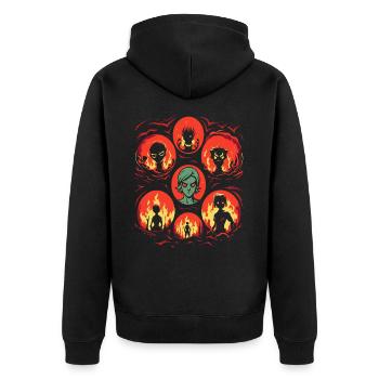 Verfluchte Totenkopf Familie der Hölle - Unisex Premium Bio Zip Hoodie - Schwarz - Hinten - Nico (187cm)