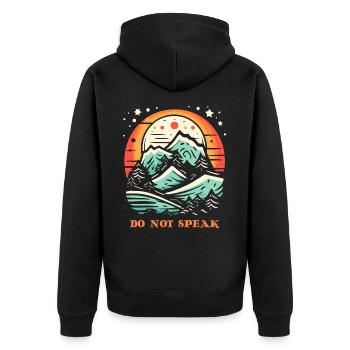 Don't Talk, Moon, Stars, Mountain, Nature - Unisex Premium Organic Zip Hoodie - black - Back - Nico (187cm)