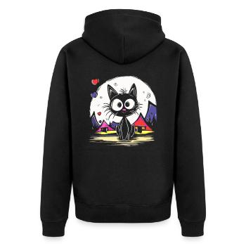 Katzen Urlaub beim Camping - Unisex Premium Bio Zip Hoodie - Schwarz - Hinten - Nico (187cm)