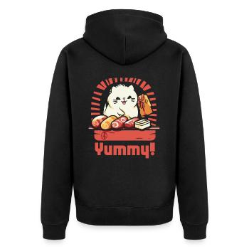 Leckere Lustige Bäcker Katze - Unisex Premium Bio Zip Hoodie - Schwarz - Hinten - Nico (187cm)