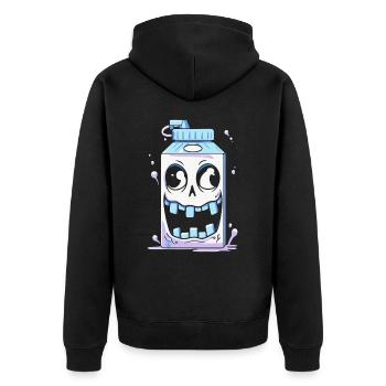 Crazy Milk - Unisex Premium Organic Zip Hoodie - black - Back - Nico (187cm)
