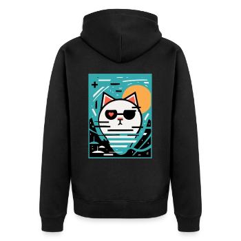 Art artiste chat avec coeur - Veste à capuche bio Premium Unisexe - noir - Dos - Nico (187cm)
