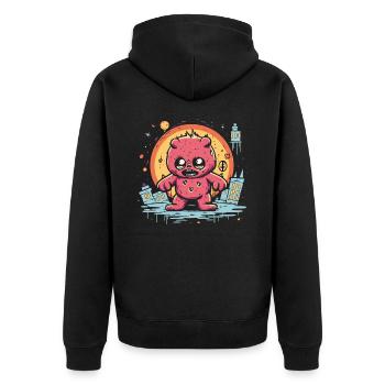 Erlebe den Zorn des gestopften Bären - Unisex Premium Bio Zip Hoodie - Schwarz - Hinten - Nico (187cm)