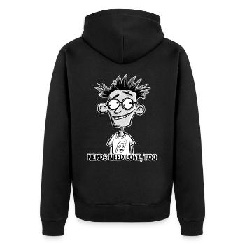 Les nerds aussi ont besoin d’amour - Veste à capuche bio Premium Unisexe - noir - Dos - Nico (187cm)