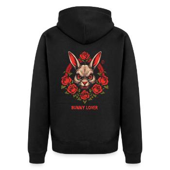 Un lapin et des roses - Veste à capuche bio Premium Unisexe - noir - Dos - Nico (187cm)