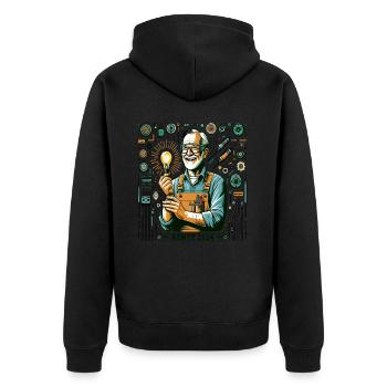 Rente Pensionist Pensionierung 2024 Mann & Frau - Unisex Premium Bio Zip Hoodie - Schwarz - Hinten - Nico (187cm)