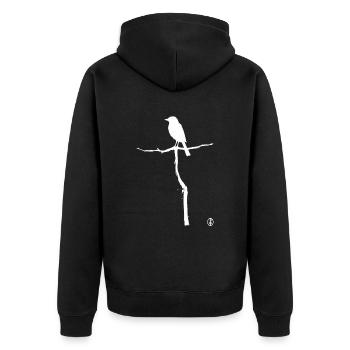 Bird on a branch - Unisex Premium Organic Zip Hoodie - black - Back - Nico (187cm)