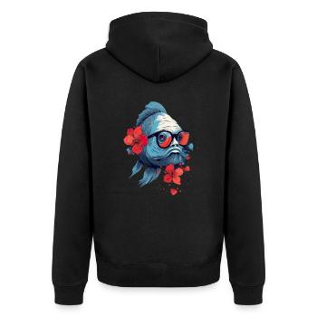Exotische Zierfische Aquaristik Aquarium - Unisex Premium Bio Zip Hoodie - Schwarz - Hinten - Nico (187cm)