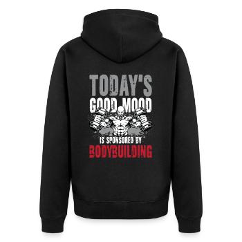 Today's Good Mood Bodybuilding - Unisex Premium Bio Zip Hoodie - Schwarz - Hinten - Nico (187cm)