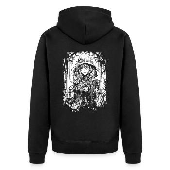 Gothic Anime Mädchen - Unisex Premium Bio Zip Hoodie - Schwarz - Hinten - Nico (187cm)