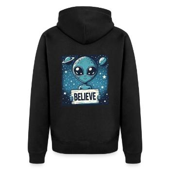 Drôle Alien Alien Croire - Veste à capuche bio Premium Unisexe - noir - Dos - Nico (187cm)